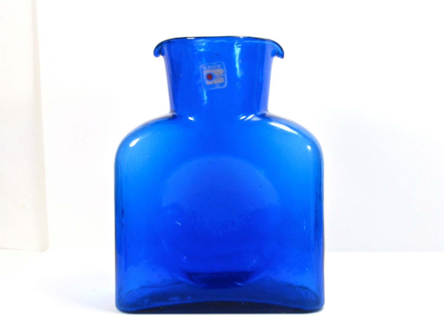 Blue Blenko Blown Glass Water Bottle