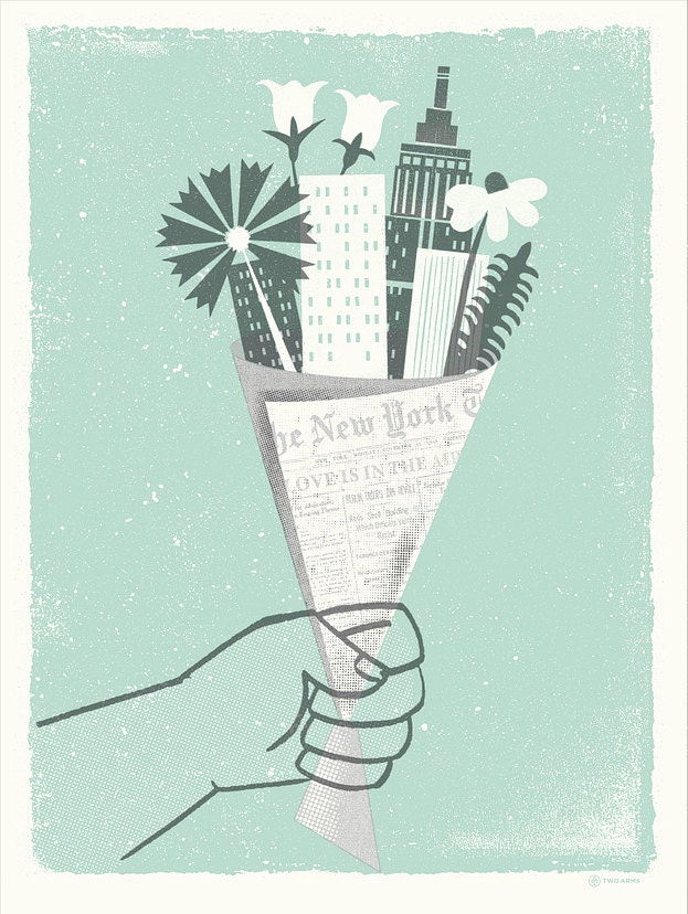 NYC - Bouquet Art Print /  Silkscreen Print 18 x 24