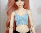 Light blue short crochet top, halter for MSD