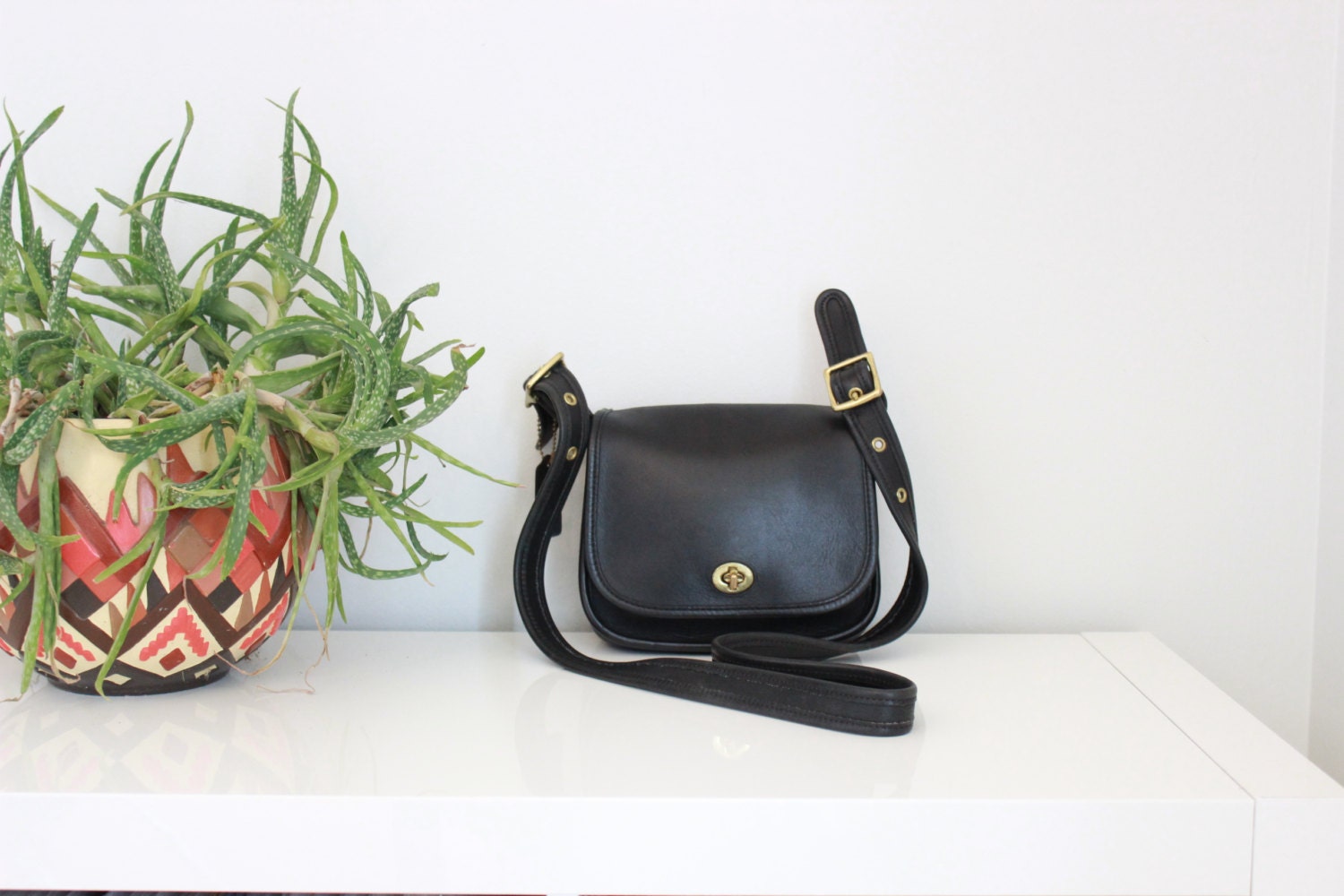 Vintage COACH Legacy Trail Bag in Black // Leather Crossbody Messenger Bag 9965