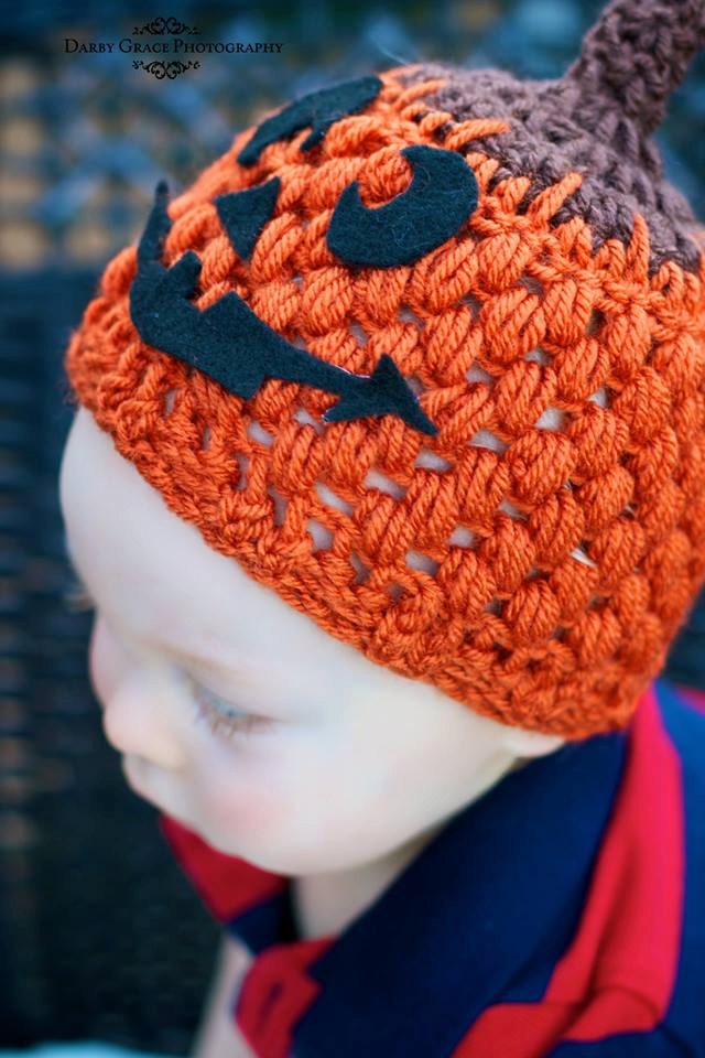 Baby Jack-o-lantern pumpkin hat.