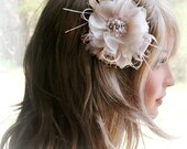 Bridal Fascinator, Bridal Hair Flower, Wedding Accessory, Hair Piece, Clip, Lace, Tulle, Feather, Crystal, Pearl, Bridal Hair Accessories