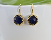Lapis earrings, post earrings, gold earrings, gemstone earrings, semi precious earrings, delicate earrings