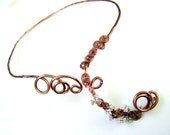 Hammered Copper Torc with Clear AB Farfalle Glass Beads