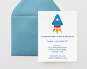Rocket Ship Birthday Invites // Space ship Invitations // Rocket Ship Stationary // Choose your colors