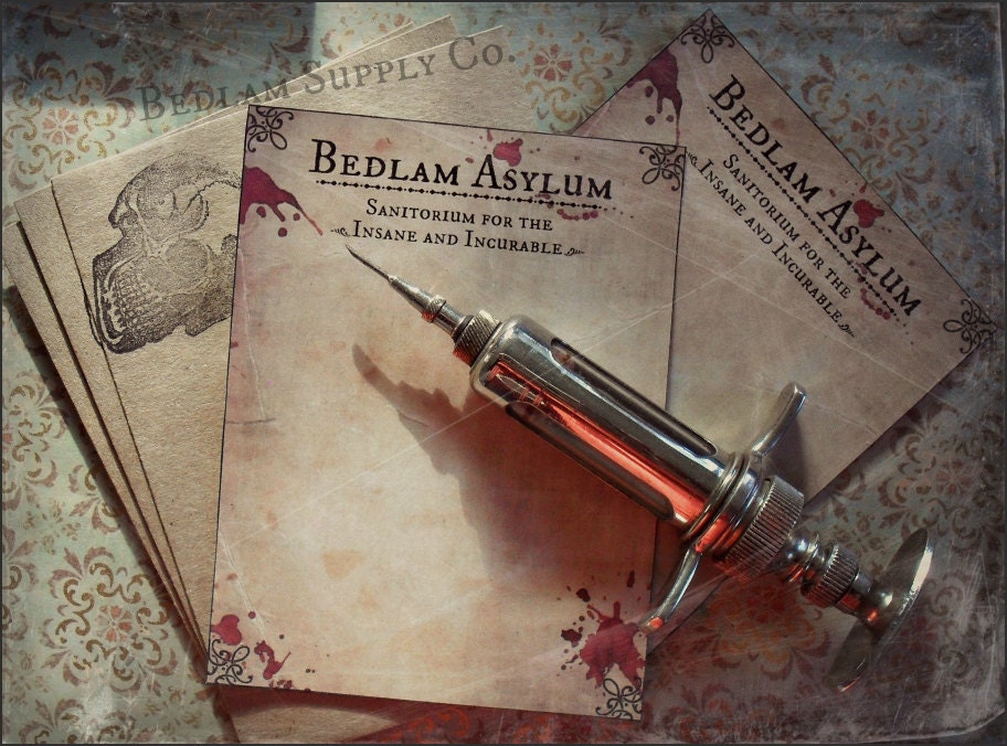 Asylum for the Insane - Stationary Set with Envelopes - Bloodied