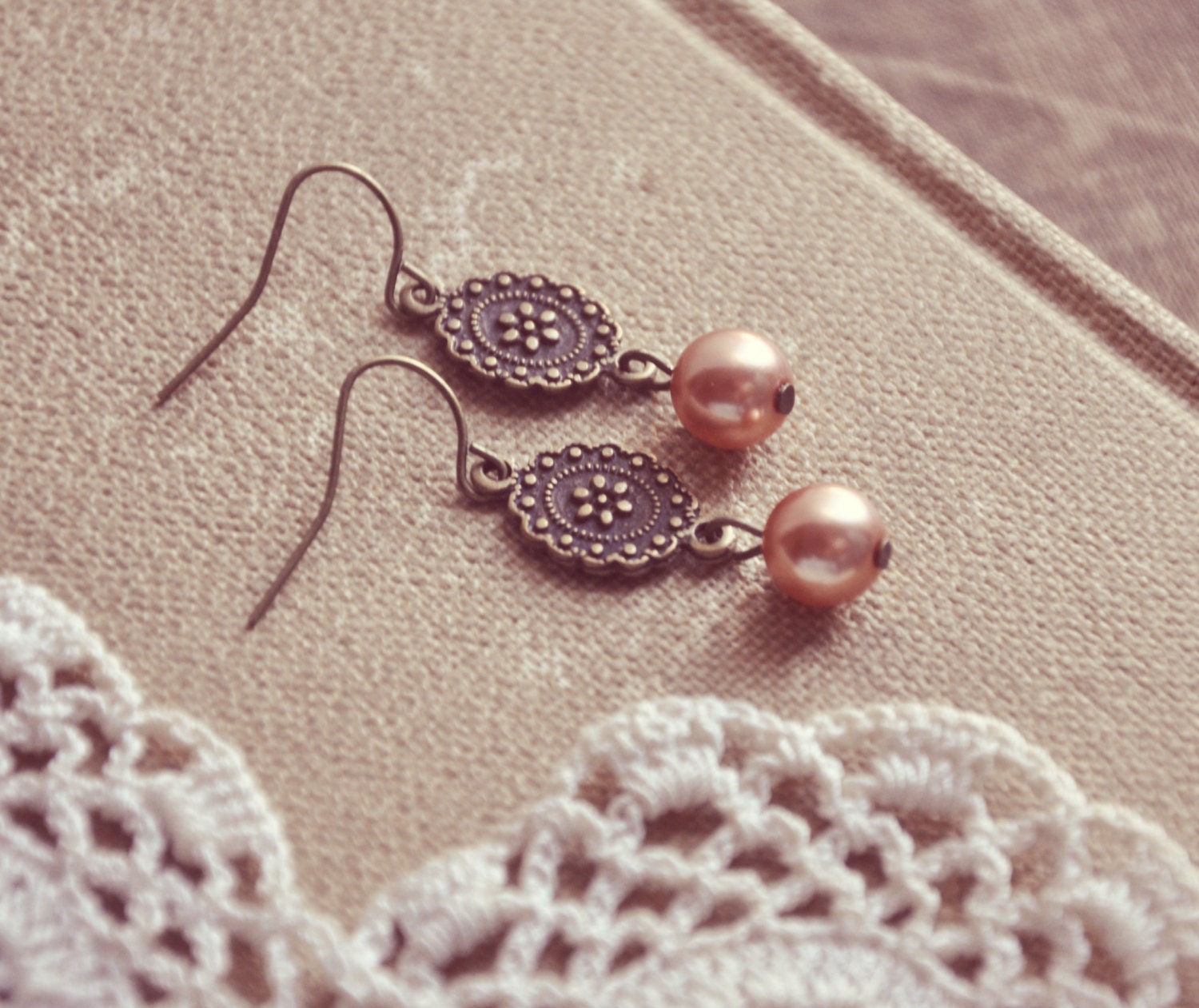 flower and pearl earrings.
