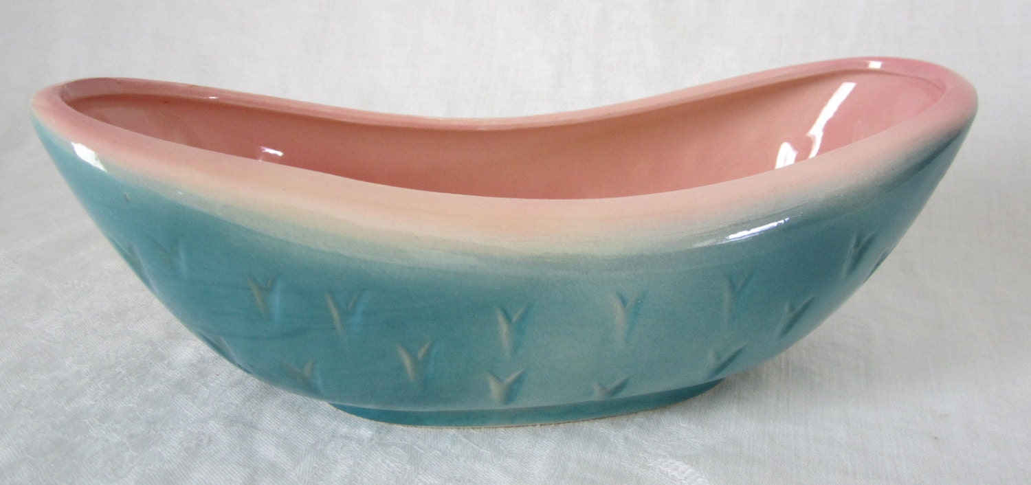 Mid Century Royal Copley Blue & Pink Planter Vase -Two Tone