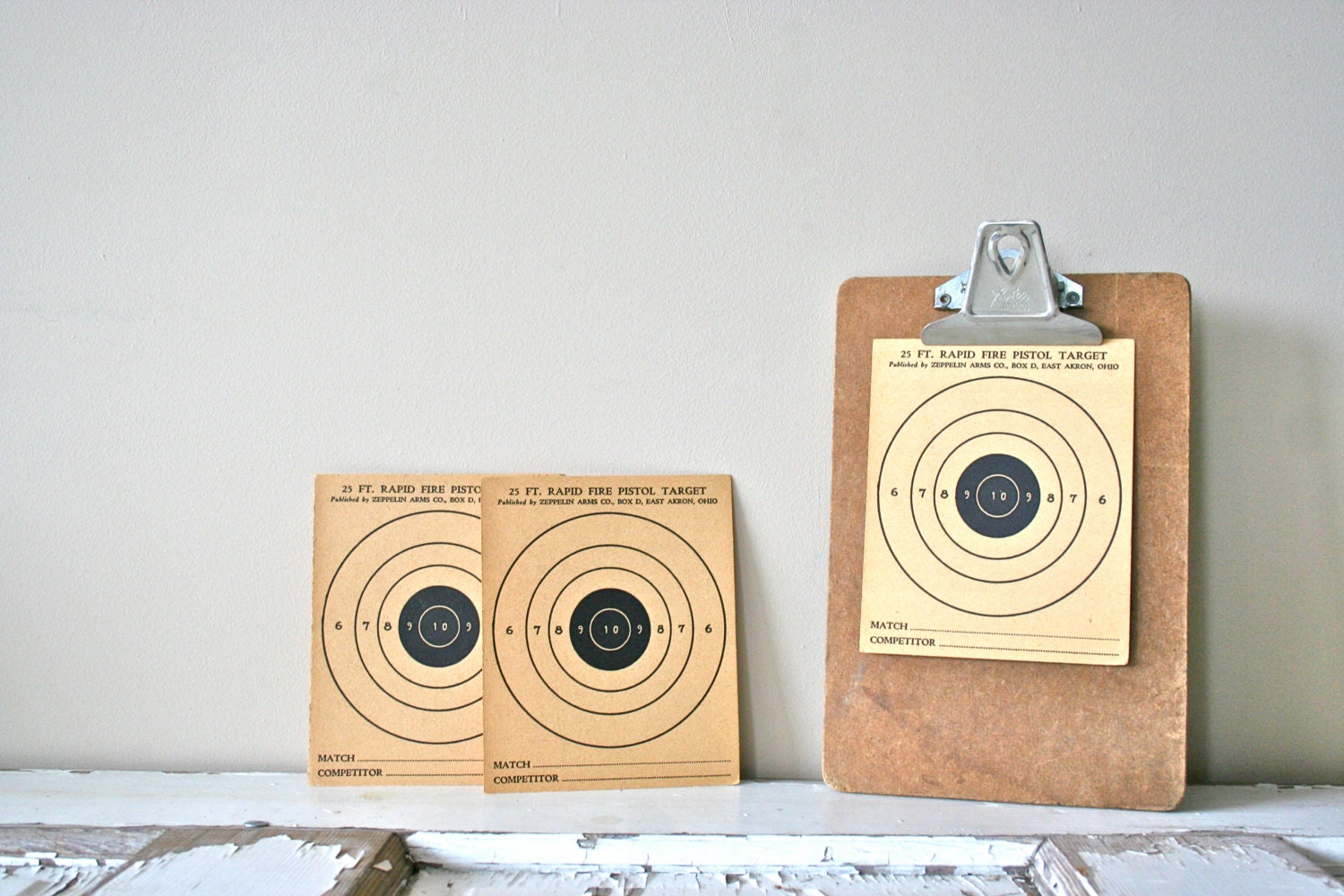 SALE vintage shooting targets: instant collection of 3 rapid fire targets