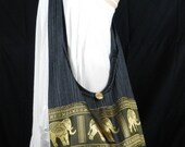 Cotton Sling Bag Purse Hobo Hippie Elephant Crossbody Messenger / 8 Colors Available BL