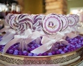 DIY printable party tags / party circles - vintage lavender owl