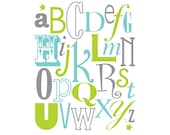 Alphabet wall art, Nursery wall art, Alphabet poster, ABC poster, Art for Nursery, Children artwork for playroom,  alphabet print