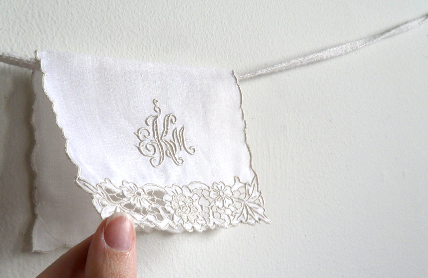 Monogrammed Linen Tea Napkins - EKM/EMK - set of 10