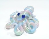 Octopus Pendant - Green Pink and Blue Pastel Striped Glass