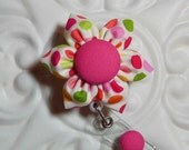 Lanyard / Retractable Badge Holder / Id Badge Lanyard / Badge Holder /  Multi Colored Polka Dot