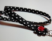 Teacher Lanyard Key Lanyard Fabric Lanyard Lanyard Black And White Polka Dot