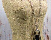 Vintage Mod Sterling Silver Black Pendent Neclace
