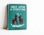 Vintage School Book- Once Upon a Storytime- Teachers Edition- 1950s-  Turquoise Woodland Creatures - RobotRescue