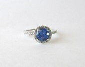 Diamond ring Natural Ceylon cornflower blue sapphire 1.2 Carat natural blue Sapphire  P-094