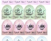 thank you vintage teapots tags  - instant download printable designs of vintage thank you lovely gift tags cards