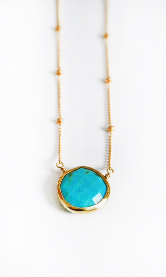 pre-order 5/27 - TURQUOISE coin bezel necklace
