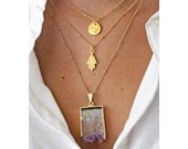 Raw Amethyst Slice Necklace
