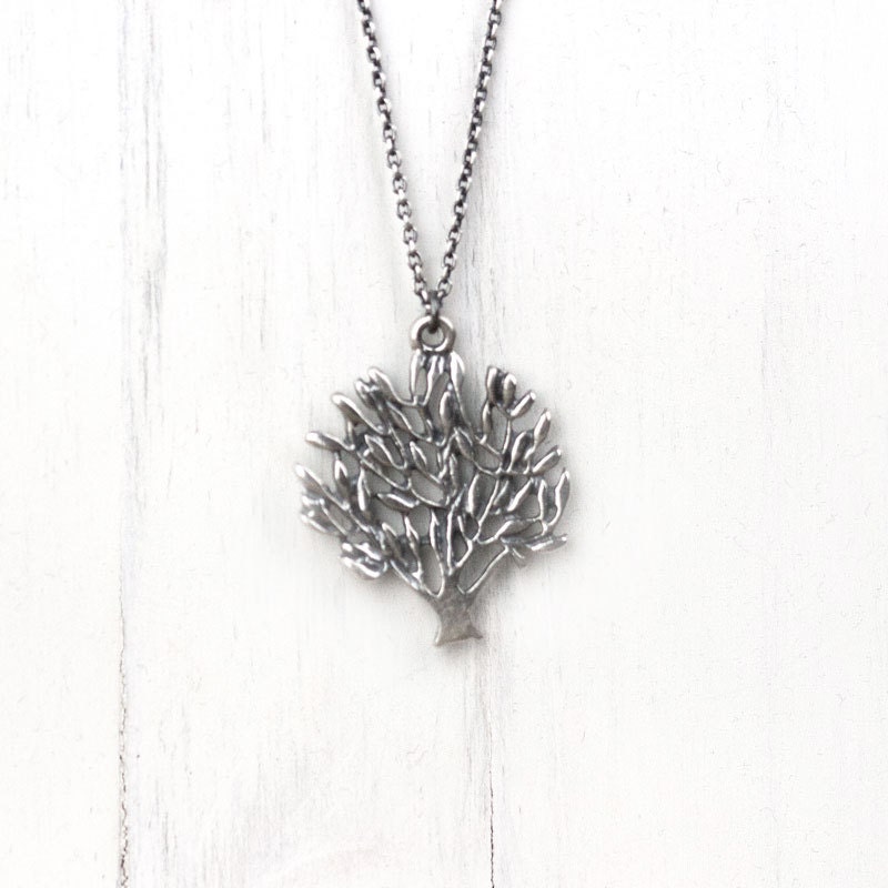Rustic Tree of Life Necklace / Tree Necklace / Dark Oxidized Solid Sterling Silver
