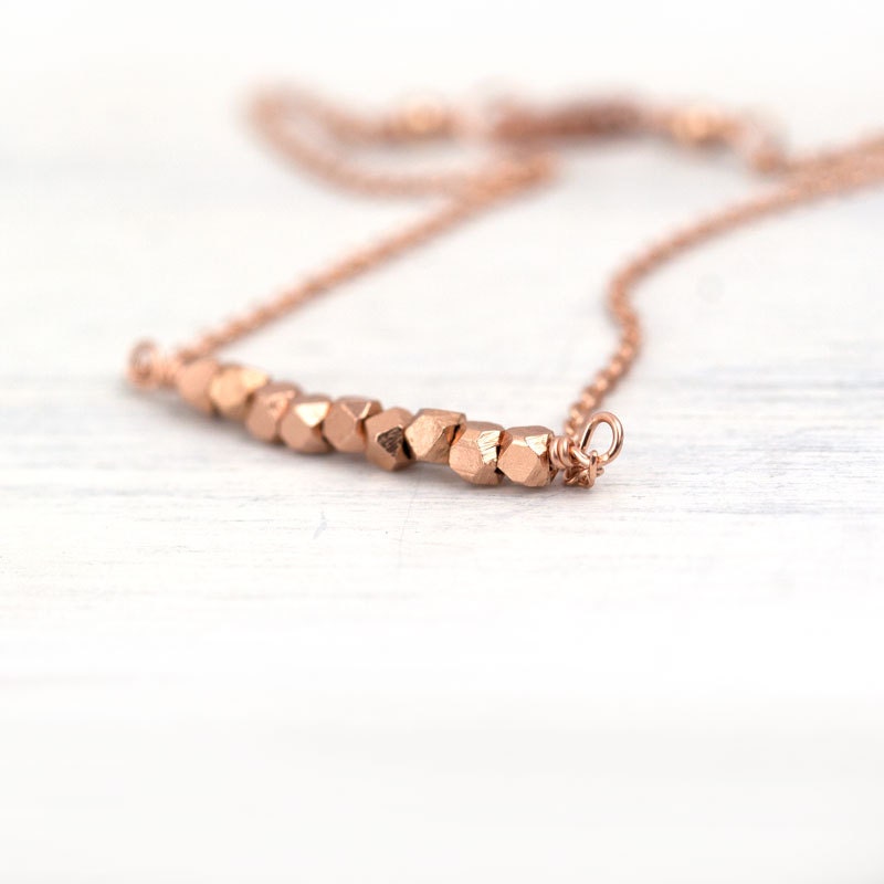 Tiny Nuggets Rose Gold Bracelet / Petite Pink Gold Jewelry by Burnish