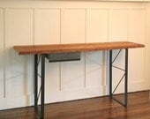high table - industrial modern console from reclaimed old growth wood and recycled content steel - buffet table - with no drawer