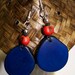 Blue and Red Eco-Friendly Tagua Earrings - Boho - Bohemian
