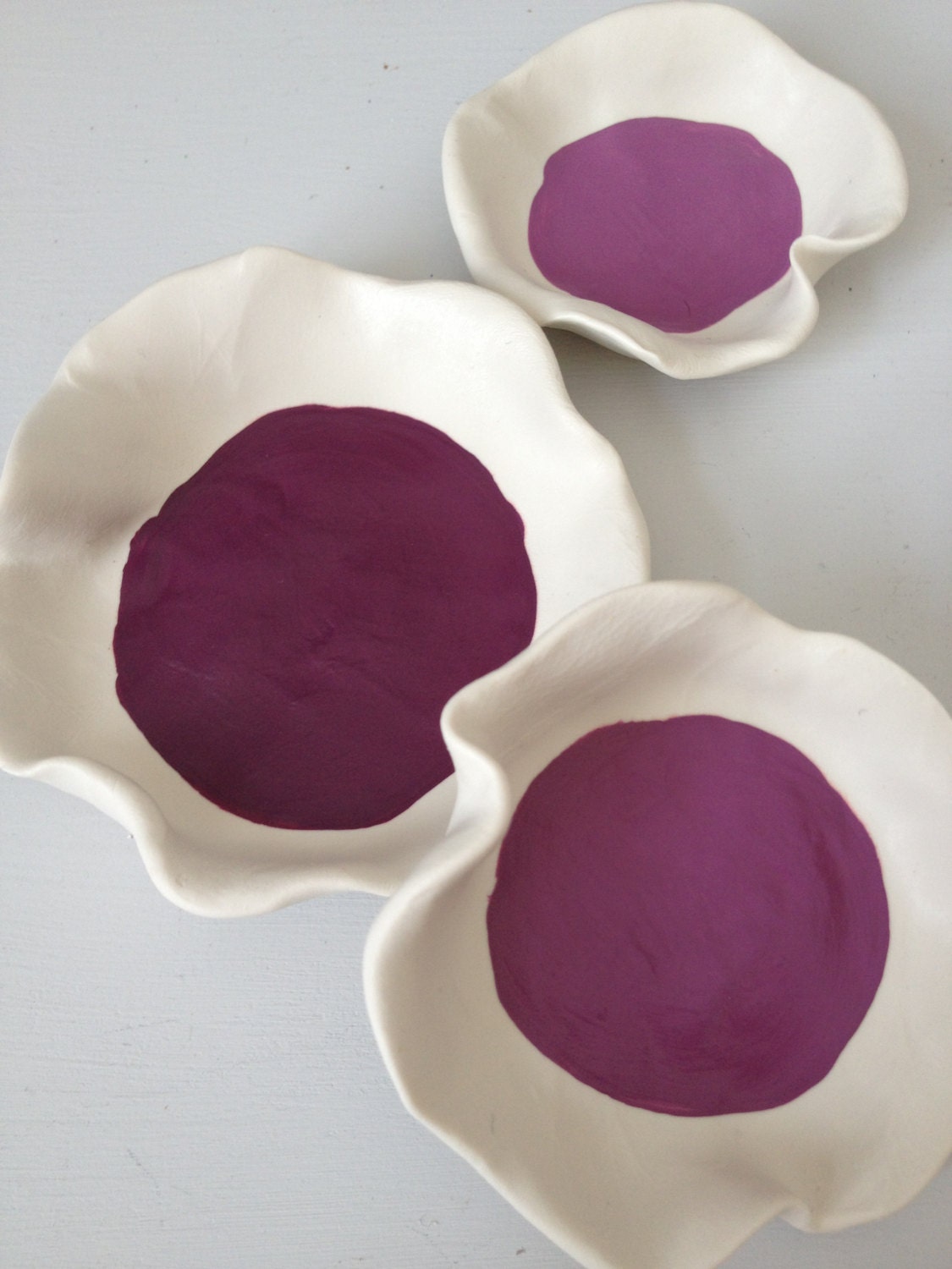 Pantone 2013 African Violet - set of 3 ombre nesting bowls, ombre decor, plum home decor, purple home decor