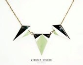 Bib Necklace green & black, Tribal Ceramic Ethnic-inspired, ceramic jewelry. Ceramic necklace, ceramic pendant. Jewellery by Viruset
