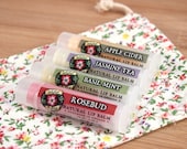 Organic Lip Balm Gift Set GARDEN Floral Jasmine Rose Apple Cider Basil Mint Four Pack
