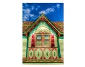Cape May Window & Roof - Victorian Photography - Pink and Green - HDR Photograph Print - Art - 16X24 - Metallic Paper (Other sizes)