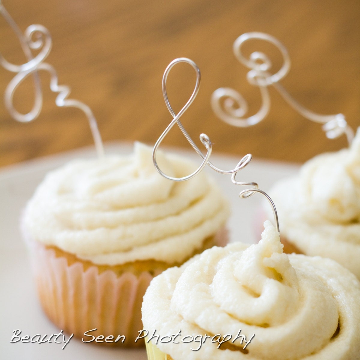 Bridal Shower Decorations, Letter Cupcake Picks, Wedding Decor, 3 pcs