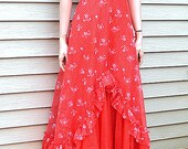 Vintage Prom Dress Southern Belle Red and White