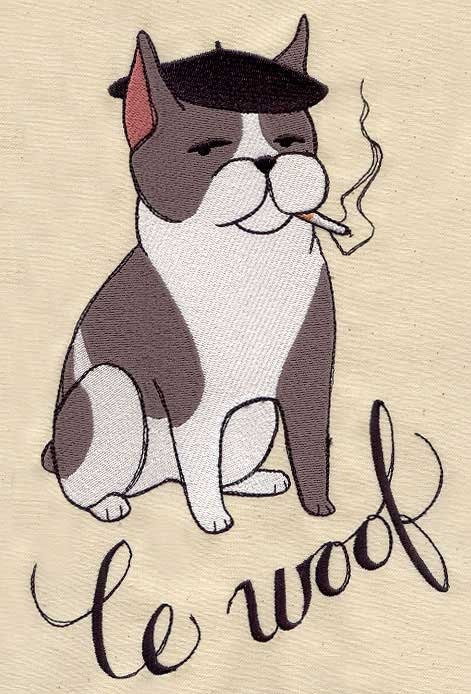 French Dapper Dog embroidered baby bib