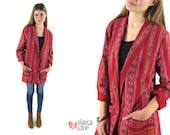 Vintage 1980s Southwestern Arizona Long Jacket / Southwestern Jacket / Ethnic Print Jacket: md
