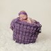 Newborn baby lacy mohair headband with dainty flower in dusty lavender purples with tie-backs --- sweet and unique for photos
