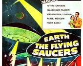 Earth vs The Flying Saucers - Sci Fi Movie Poster Print - 13x19 - Home Theater Decor - Vintage Movie Poster - 50s kitsch - b movie