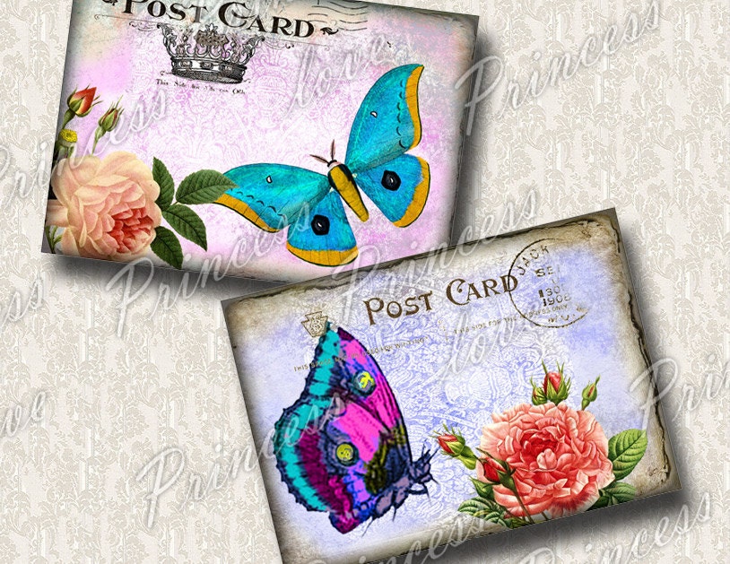 Notecards Gift Tags Digital Collage Sheet. Printable Imade. 9203