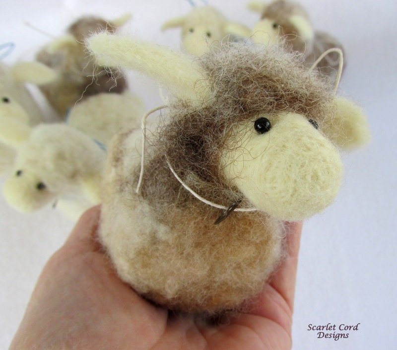 Felted Animal Lamb Wooly Sheep Needle Felted Soft Sculpture