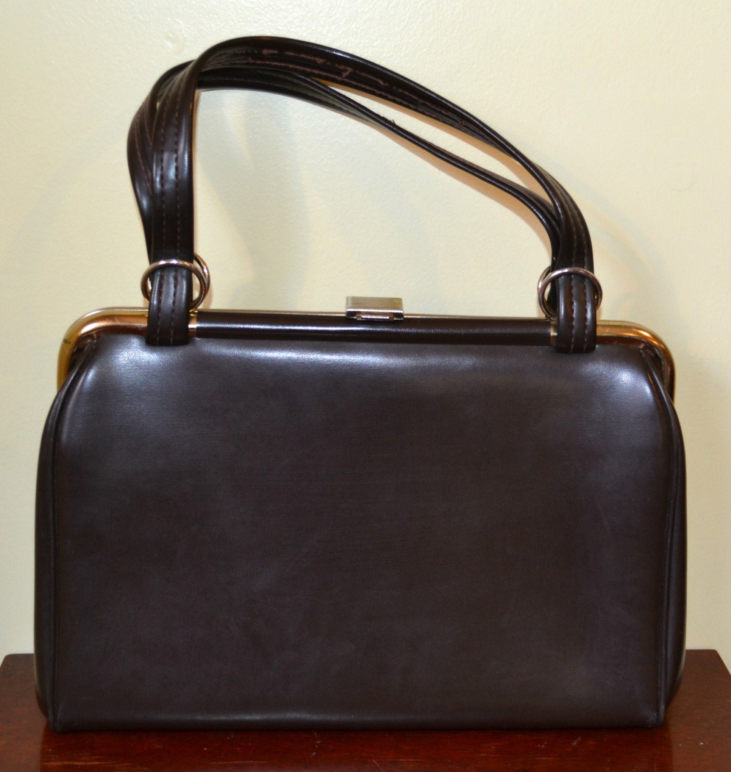 VINTAGE 50s/60s Aetna Sable Brown Vinyal Handbag Purse