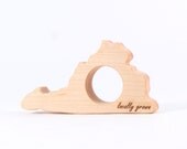 Virginia "locally grown" or "love from VA" state wood teether - an organic teething toy, first grasping toy for newborn baby boy or girl