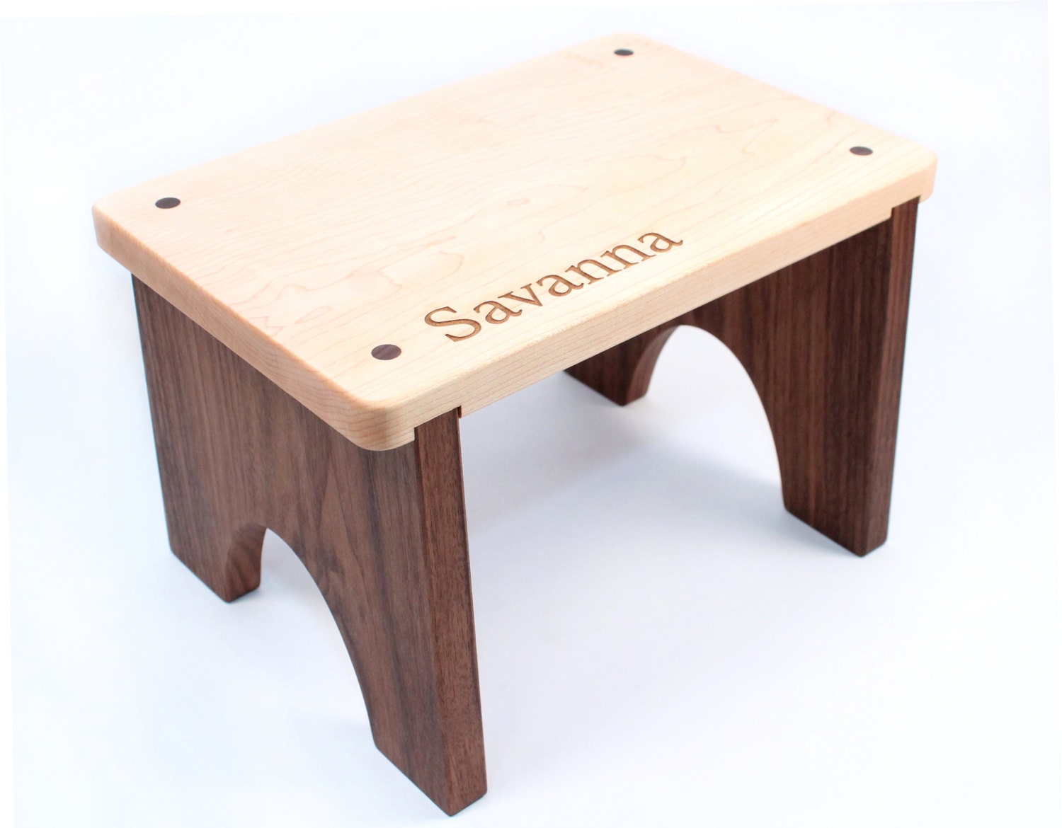 personalized wooden step stool - natural hardwood keepsake with your child's name - eco-friendly woods with homegrown organic finish