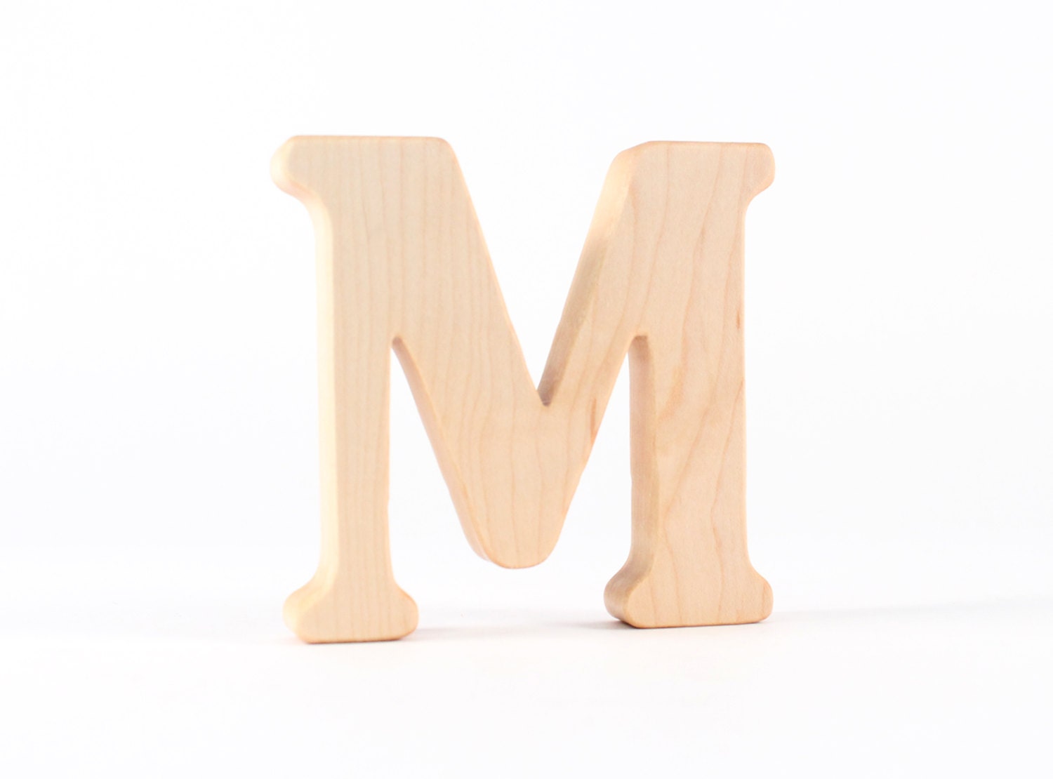 letter M wood teether - first baby gift for boy or girl, all natural teething and grasping toy, a newborn keepsake