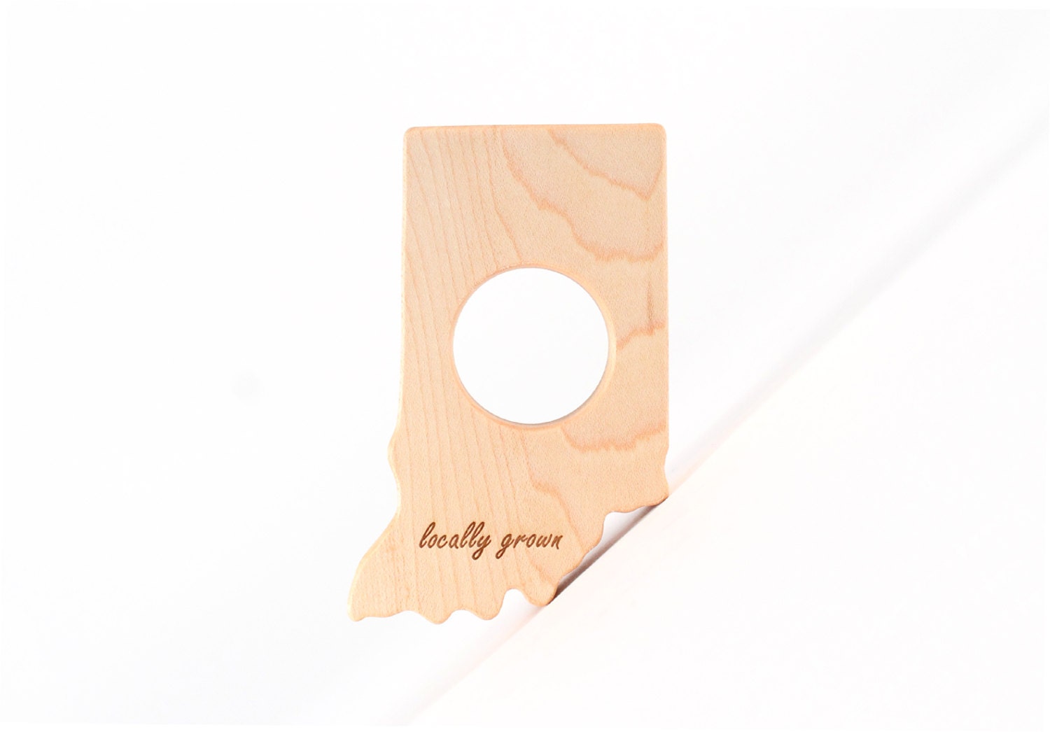 Indiana "locally grown" or "love from IN" state wood teether - safe teething for newborn, a keepsake eco-friendly new baby gift