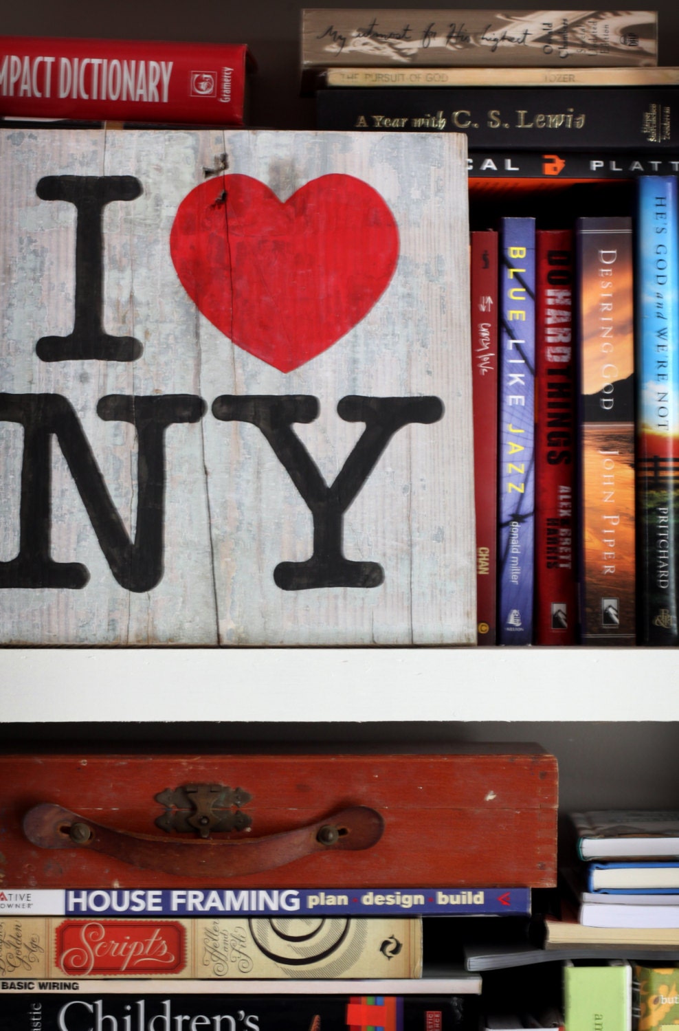 Hand painted Sign - 'I heart NY' on Reclaimed Wood