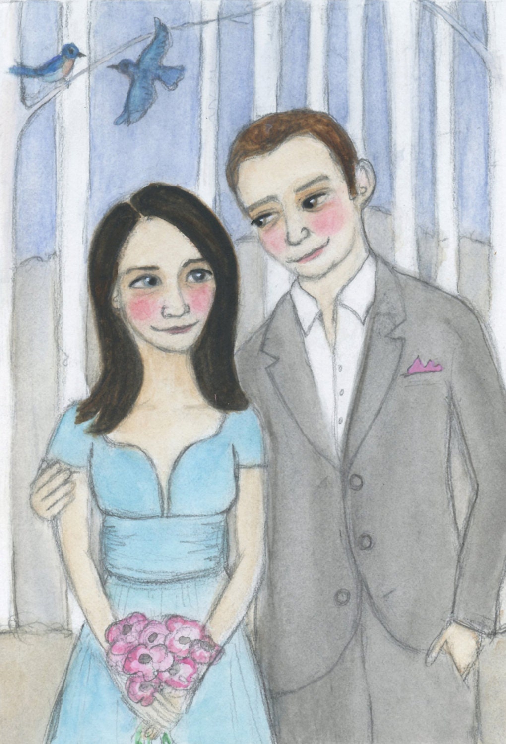 Custom Family Portrait Illustration, Victorian, Edwardian or Contemporary Inspired (6x8)