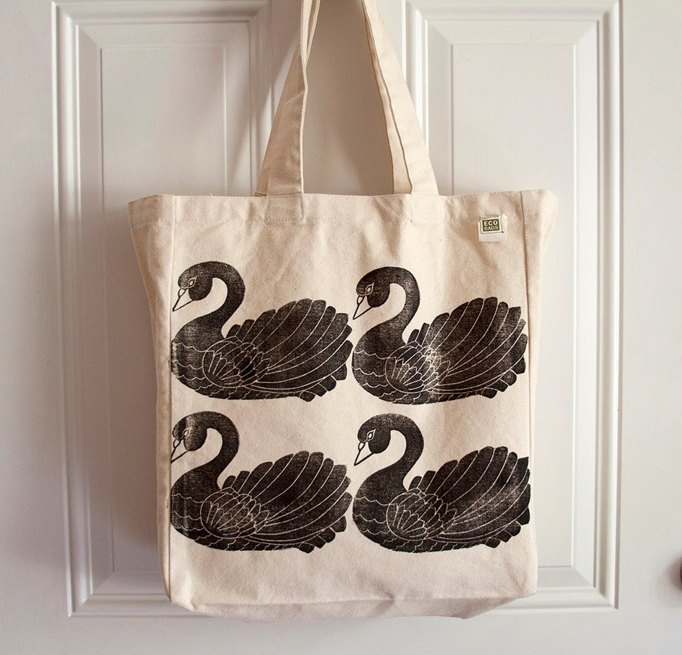 Black Swan Canvas Tote